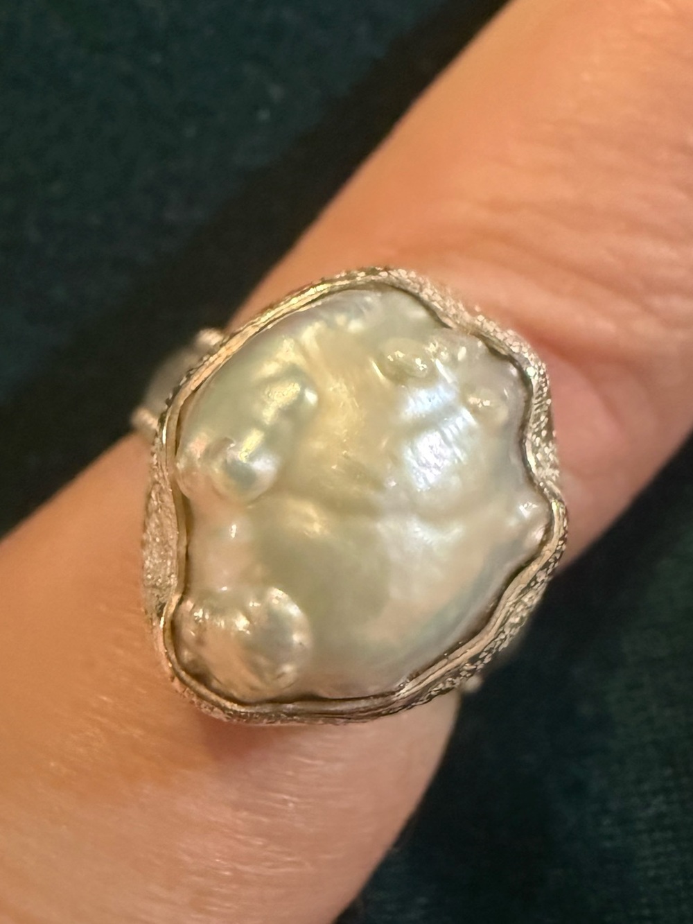 Baroque pearl artesian  sterling silver ring